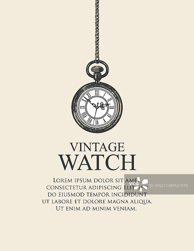 手绘复古banner：怀旧怀表图片素材