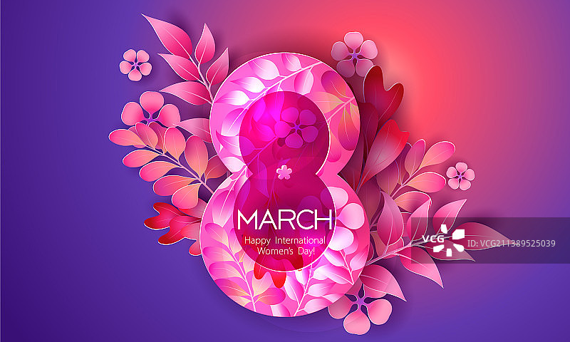 3月8日妇女节紫色红色贺卡图片素材
