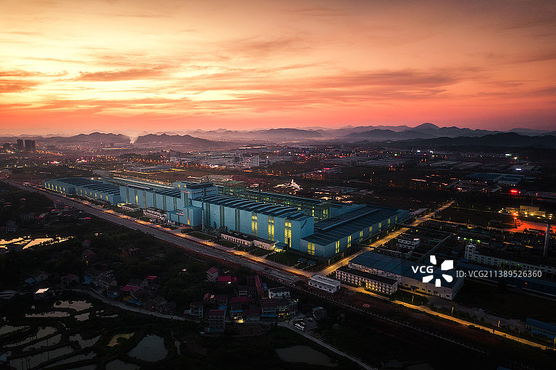 湖南娄底城市风光晚霞航拍图片素材