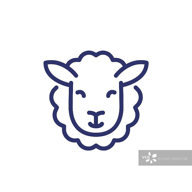 白色背景上的绵羊线条图标图片素材