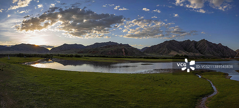 湿地晚霞图片素材