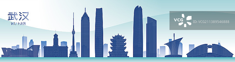 武汉城市地标建筑矢量插画图片素材