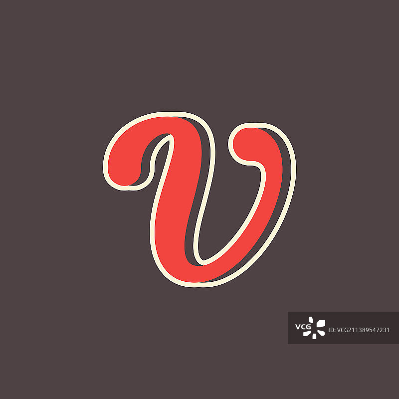 复古西部风格的字母V标志图片素材