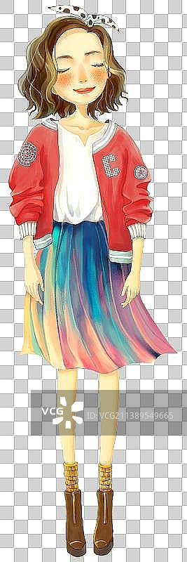 秋天棒球服女孩站姿图片素材