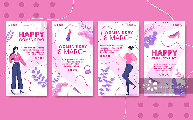 妇女节故事模版（扁平可编辑）图片素材