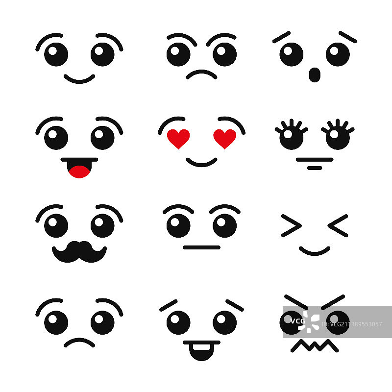 可爱日式卡通表情图标合集图片素材