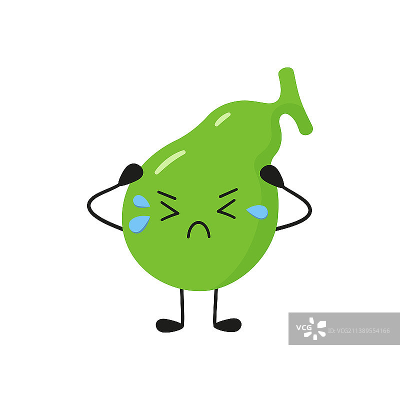 生病的可爱的胆囊卡通形象图片素材