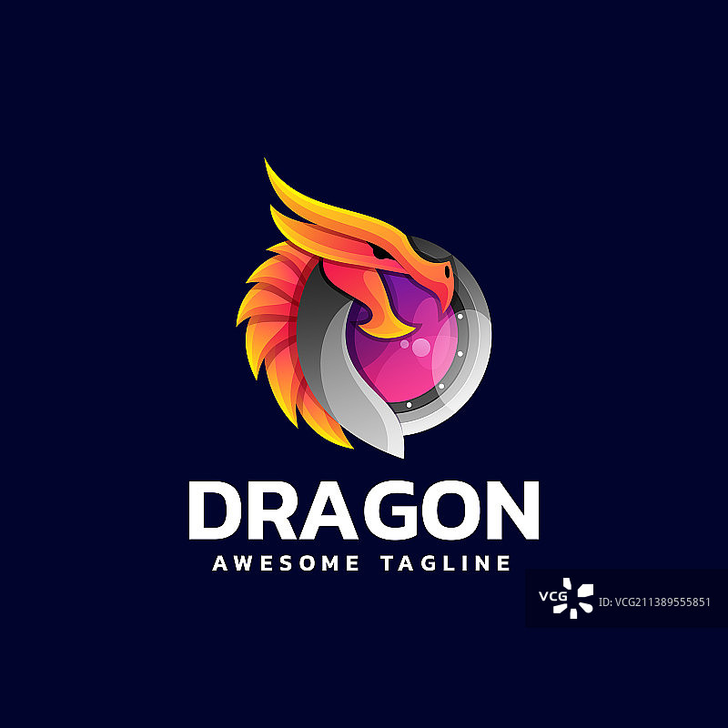 渐变彩色风格龙logo图片素材