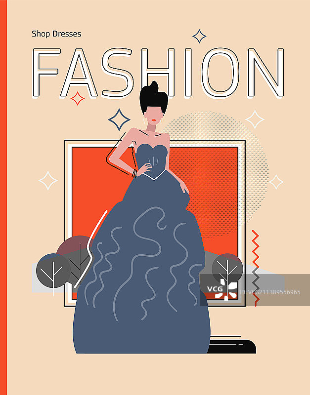 穿着晚礼服的女人杂志封面布局图片素材