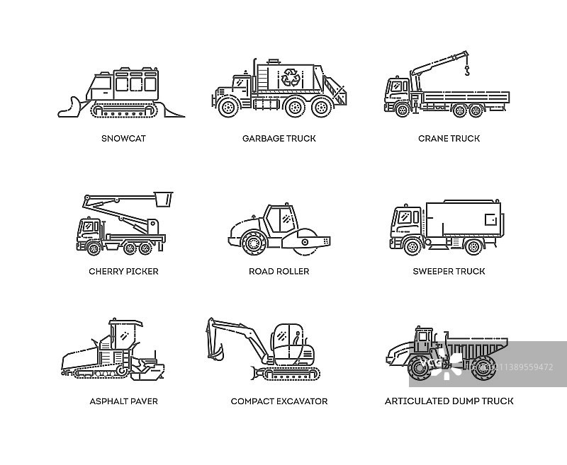 特殊车辆图标扁平图标集图片素材