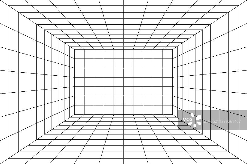 具有单点的3D房间空间数字网格图片素材
