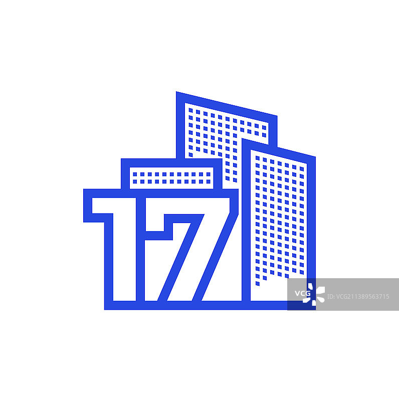 带有房地产标志设计的数字17图片素材