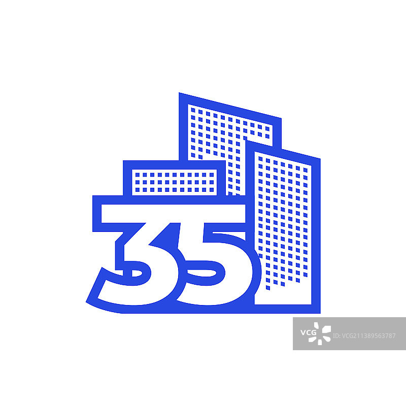 带有建筑标志设计的数字35图片素材