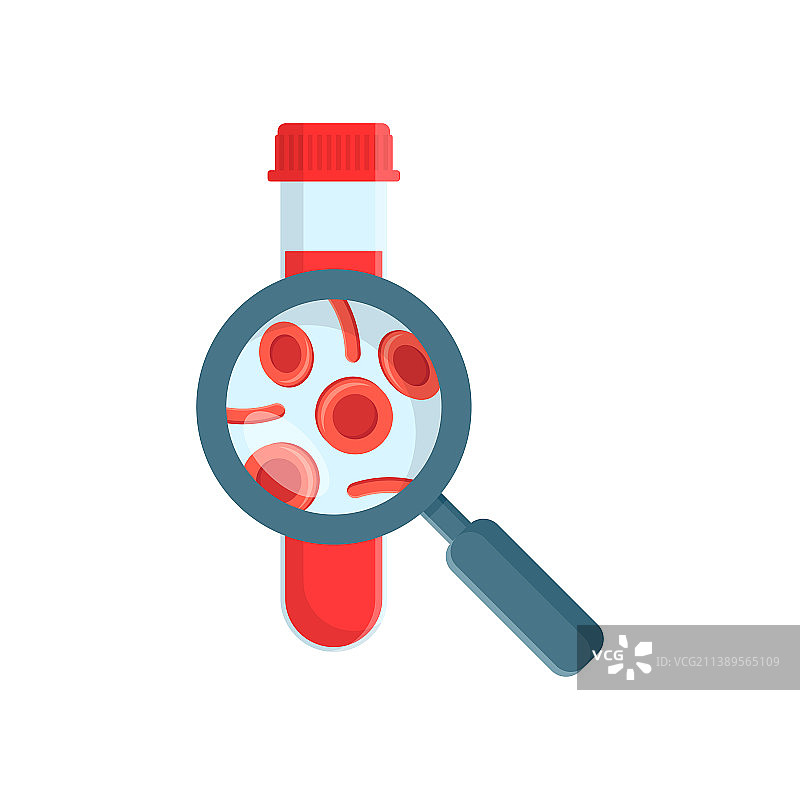 扁平风格的血检试管血液学图标图片素材