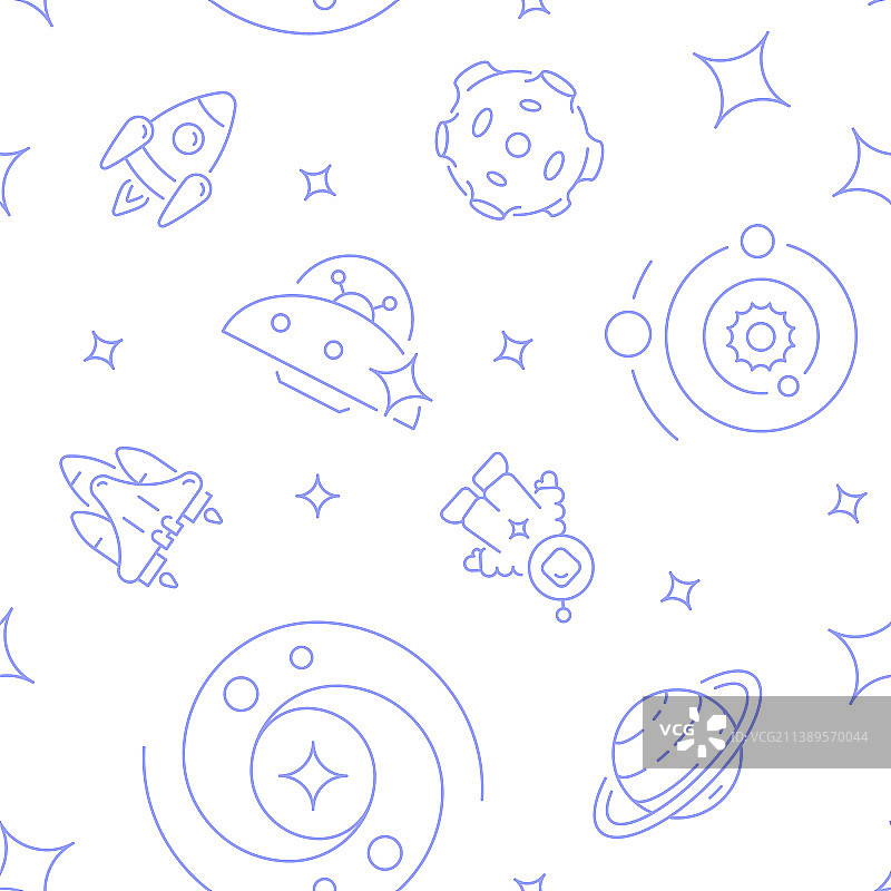 宇航员和宇宙飞船抽象无缝图案图片素材