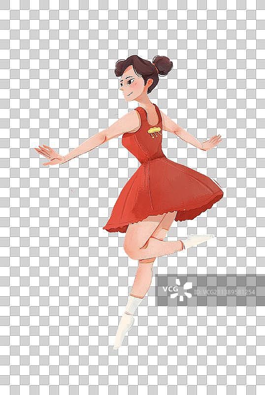 穿红裙子跳舞的女演员图片素材