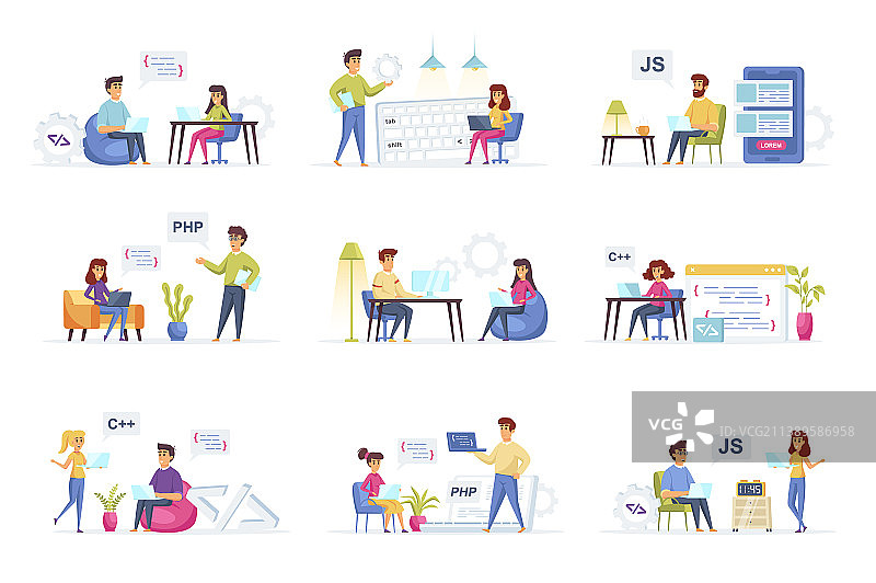 包含人物的编程场景合集图片素材