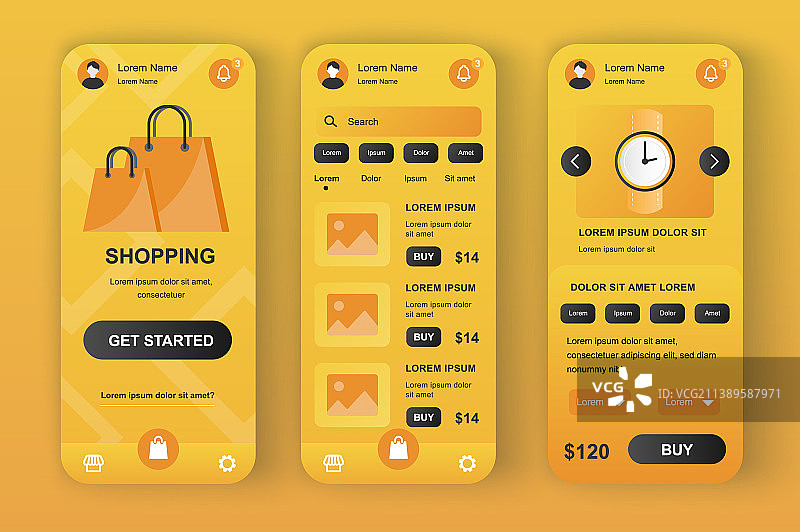 独特的购物解决方案设计套件图片素材