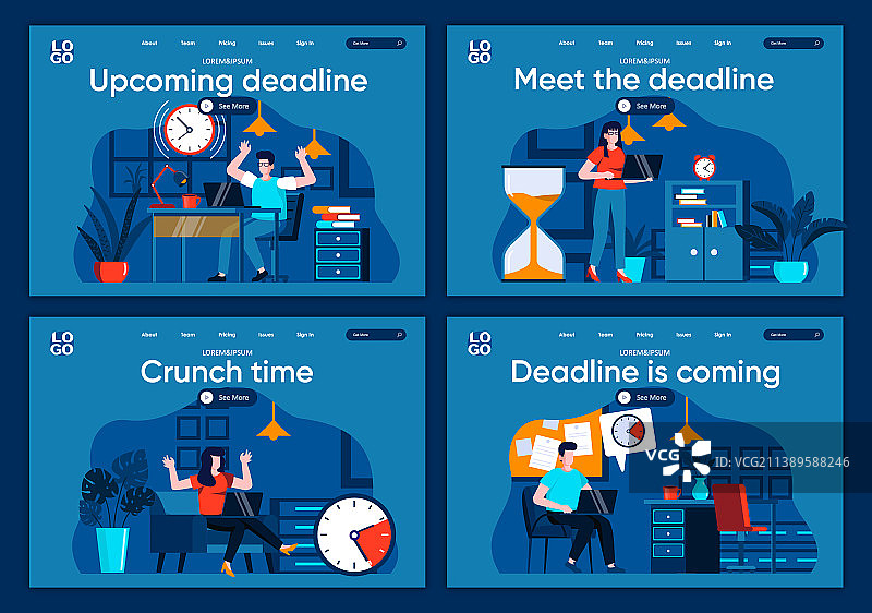 截止日期临近扁平落地页图片素材