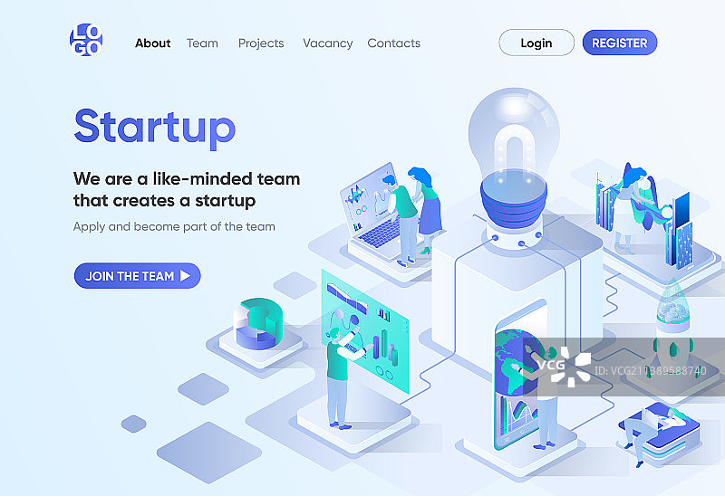 启动项目2.5D着陆页图片素材