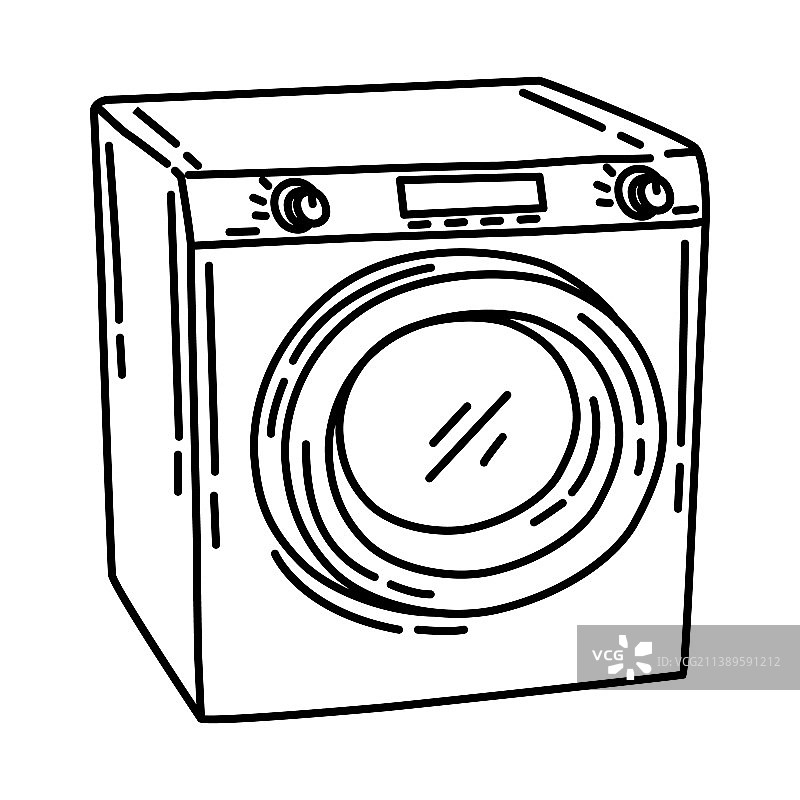 手绘洗衣机图标图片素材