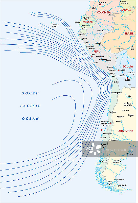 南美洲秘鲁寒流地图图片素材