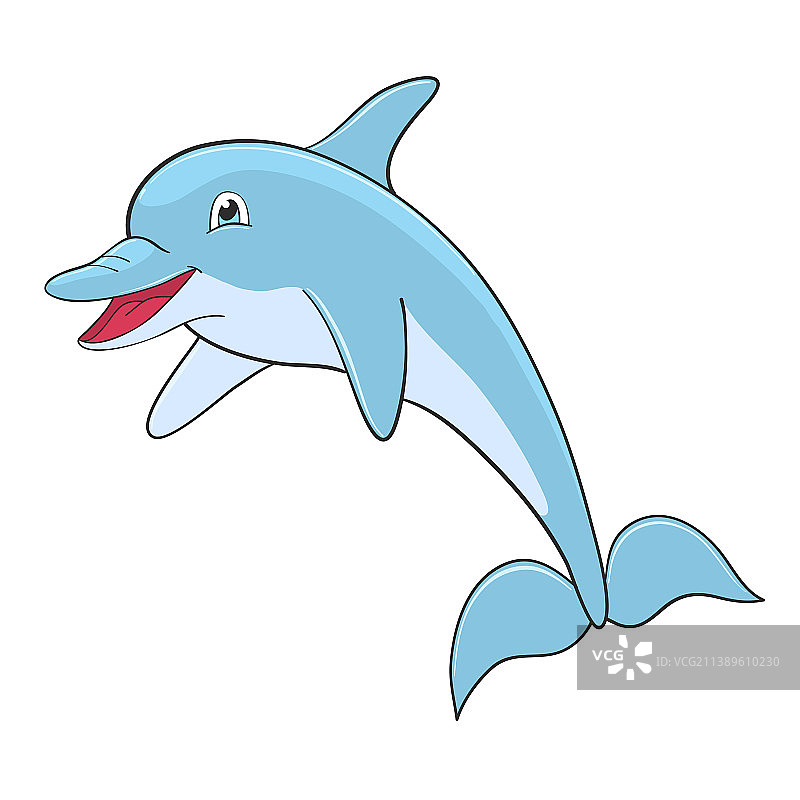 有趣的卡通微笑海豚海洋生物设计图片素材