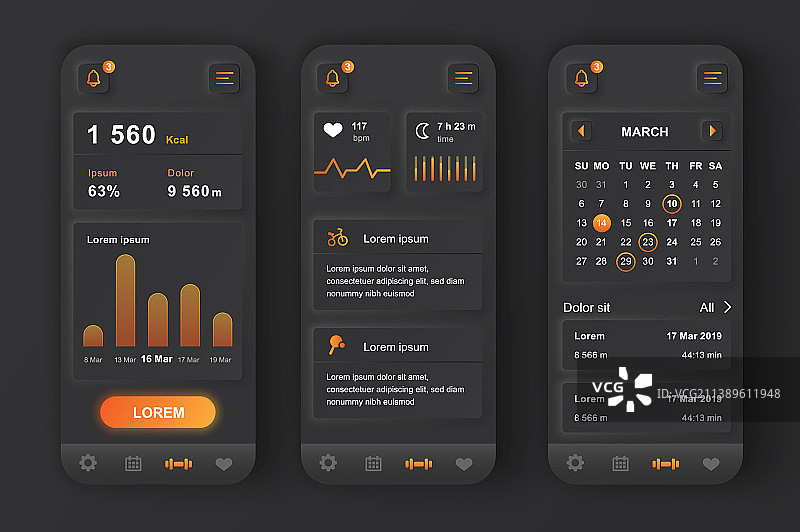 独特的拟态健身锻炼设计套件图片素材