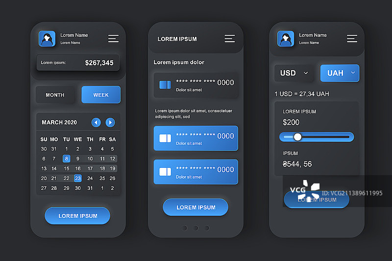 个人理财管理拟态设计套件图片素材