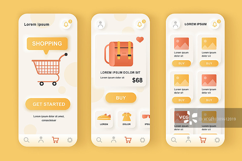 在线购物新拟态设计方案图片素材