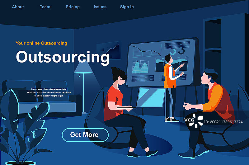 外包服务2.5D登陆页图片素材