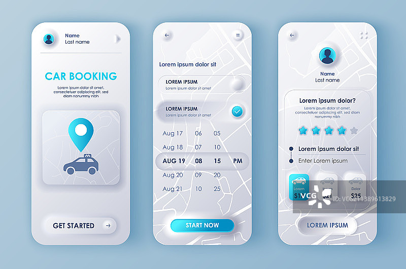 汽车预订新拟态设计套件图片素材