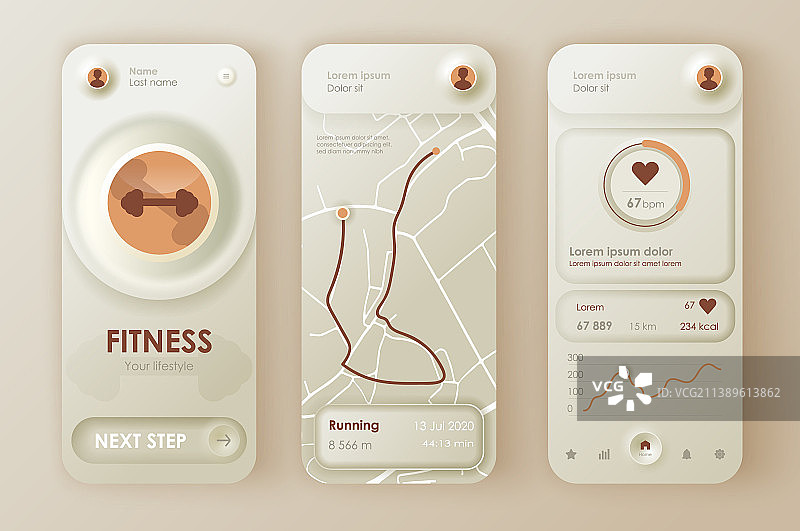 独特的拟态健身锻炼设计套件图片素材