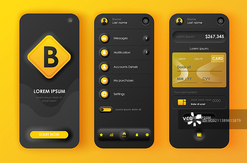 线上银行独特的拟态设计套件图片素材