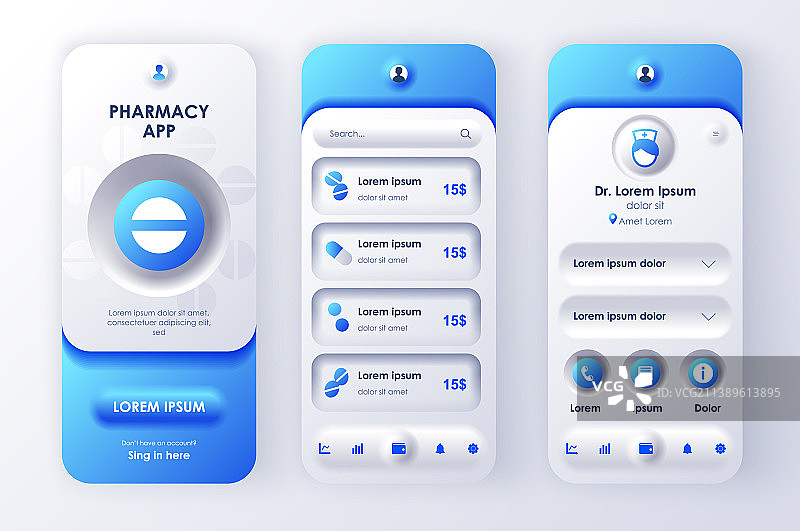 在线药房新拟态设计工具包图片素材