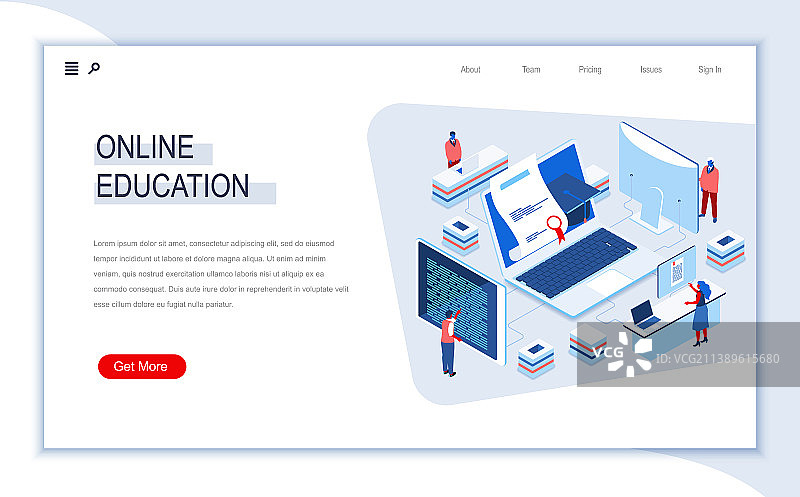 线上教育2.5D等距视角落地页图片素材