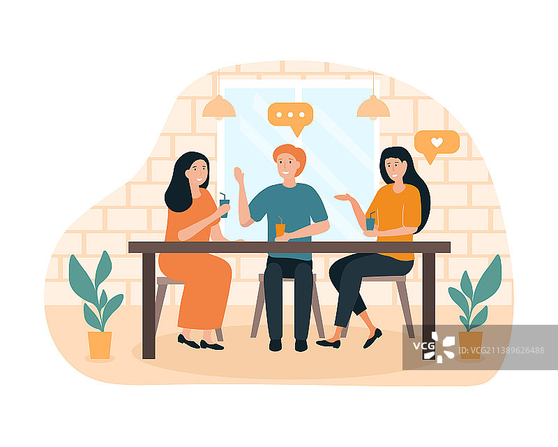 朋友们在咖啡馆图片素材