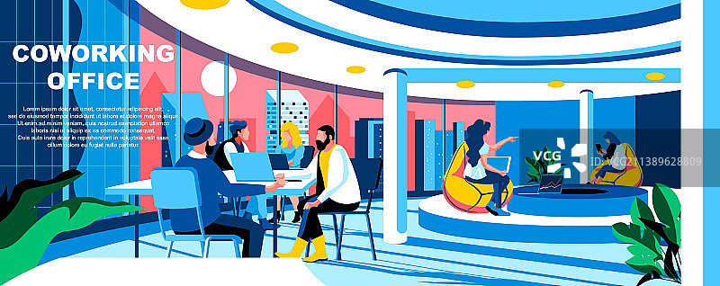 共享办公扁平风格着陆页模板图片素材