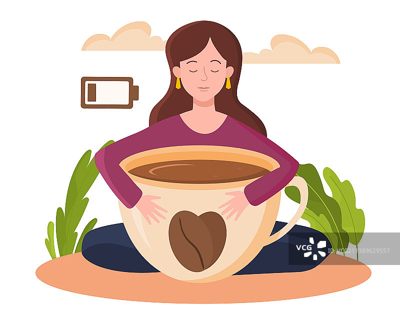 女孩拥抱杯子图片素材