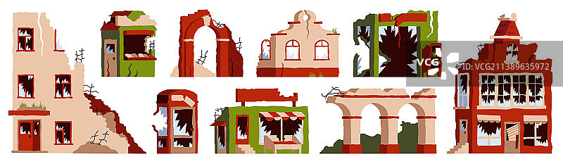 卡通风格的建筑废墟图片素材