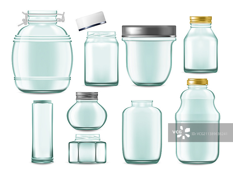 逼真的透明空玻璃容器图片素材