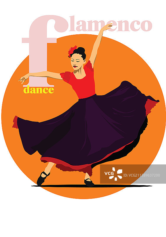 跳弗拉门戈舞的年轻漂亮女人图片素材