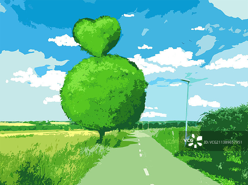 夏天彩色田野浪漫爱情七夕图片素材