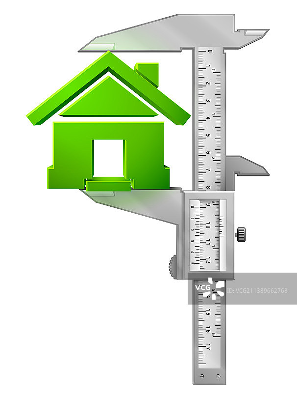 竖向卡尺测量房屋符号图片素材