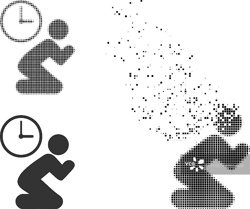 渐逝像素化和原始祈祷时间图标图片素材