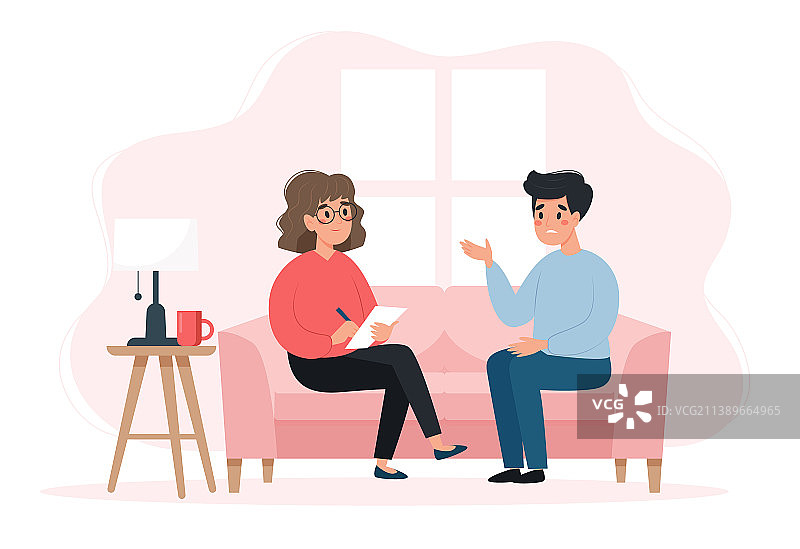 心理治疗：男人正在倾诉图片素材