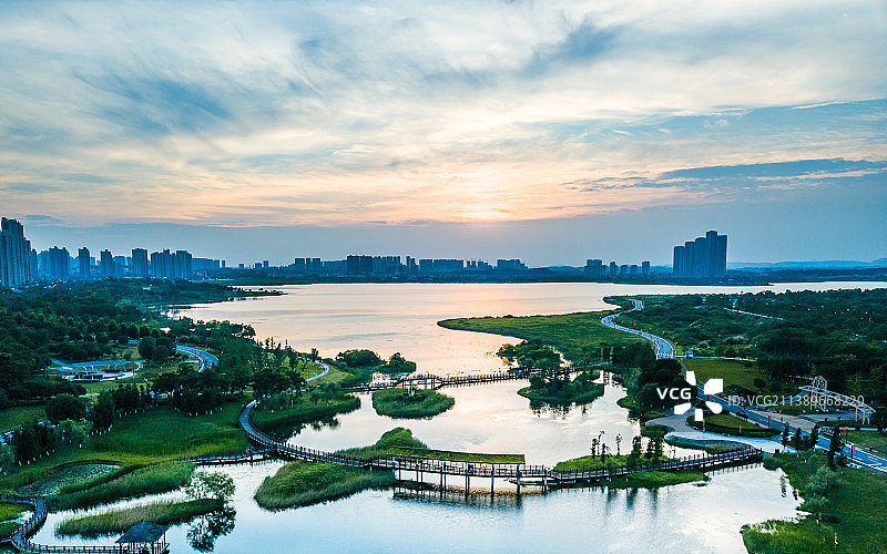 松雅湖夏日夕阳景色图片素材