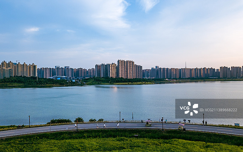 松雅湖夏日夕阳景色图片素材