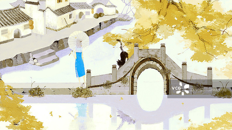 中国词牌——小城谣图片素材