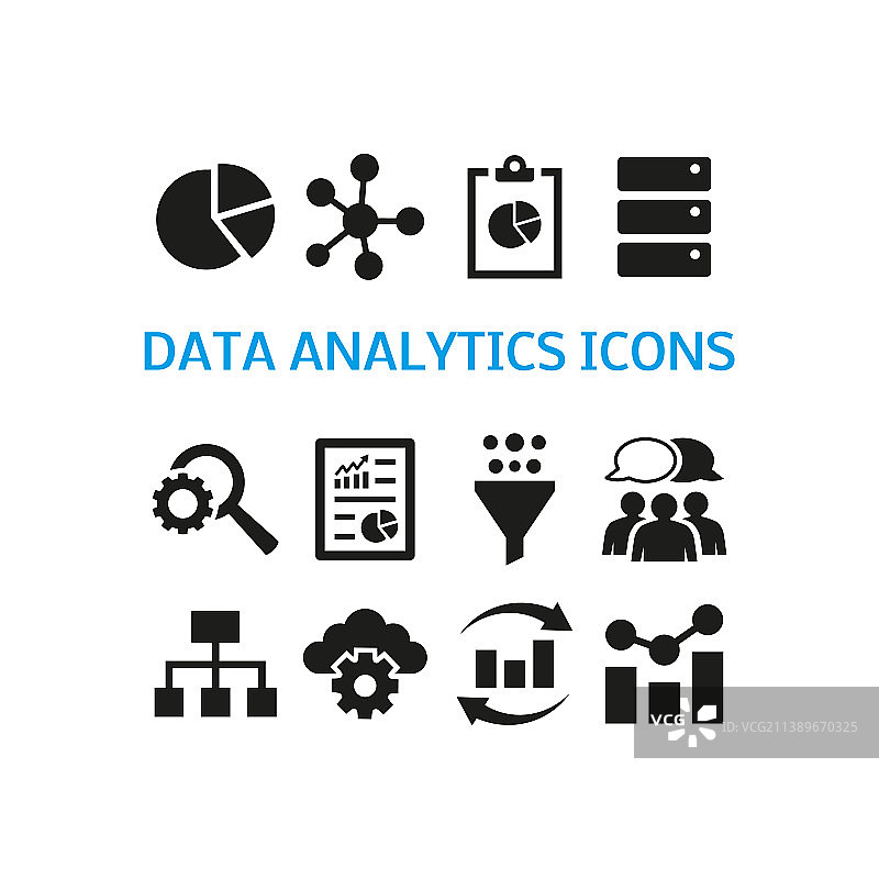 白色背景上的数据分析图标集图片素材
